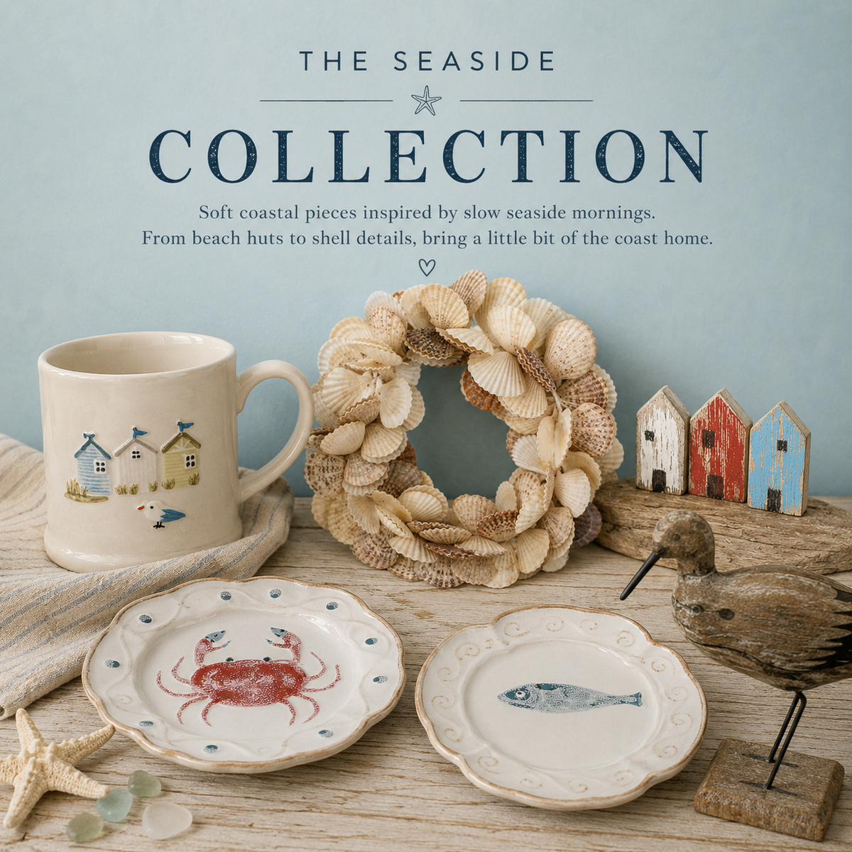 Bring the breezy beauty of the coast into your home with The Seaside Edit. Curated with care at Cornucopia Home and Gift, this collection features coastal-inspired.