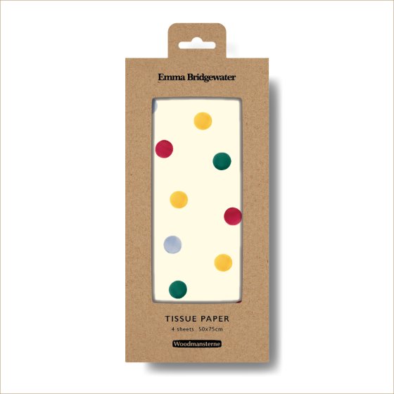 Emma Bridgewater Polka Dot Tissue Paper by Woodmansterne, featuring colorful polka dot patterns on delicate tissue paper.