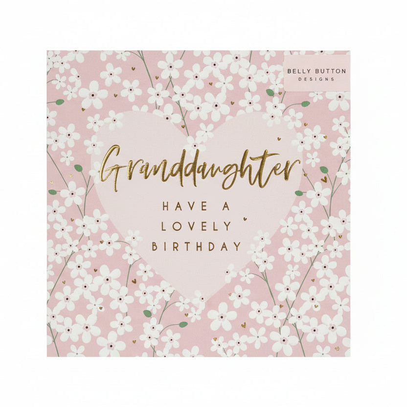 Belly button birthday card for granddaughter featuring colorful design, by Cornucopia Home and Gift, with cheerful birthday message.