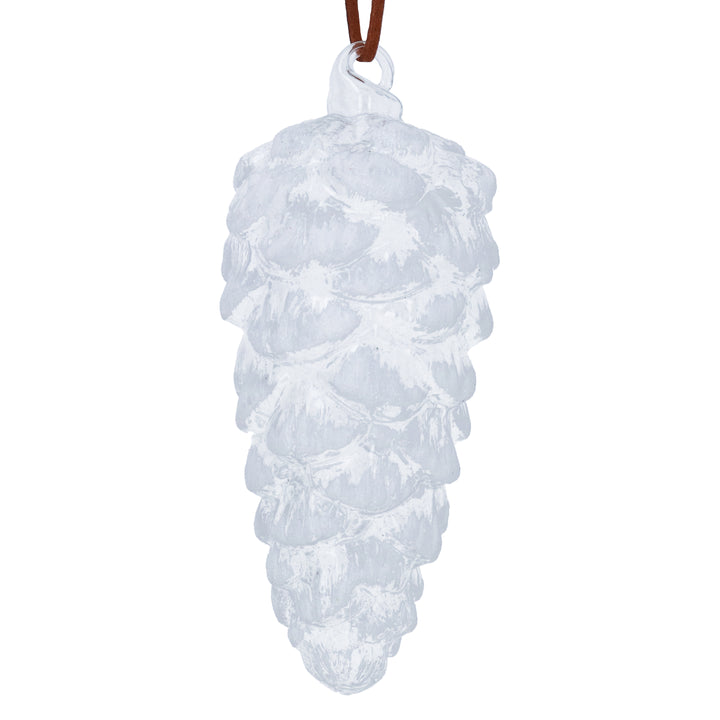 Large clear white glass pine cone decoration by Gisela Graham, perfect for Christmas holiday decor.