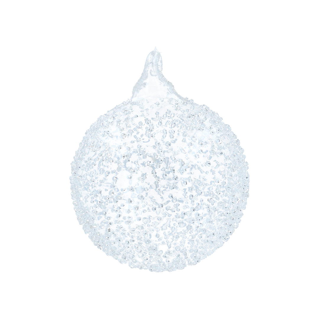 Clear beaded glass Christmas bauble by Gisela Graham, featuring intricate bead details, perfect for holiday decorations.