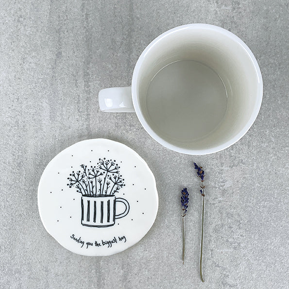 East of India Flowers in Mug Coaster – ‘Sending You the Biggest Hug’