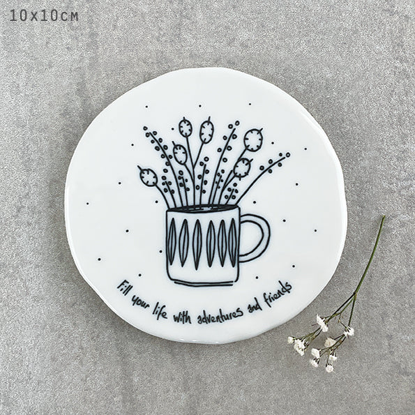 Porcelain Flowers in Mug Coaster -&