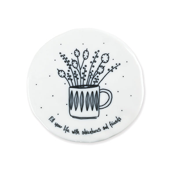 Porcelain Flowers in Mug Coaster -&