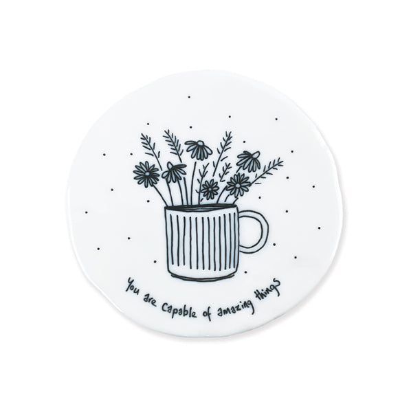 East of India Porcelain Flowers in Mug Coaster - &