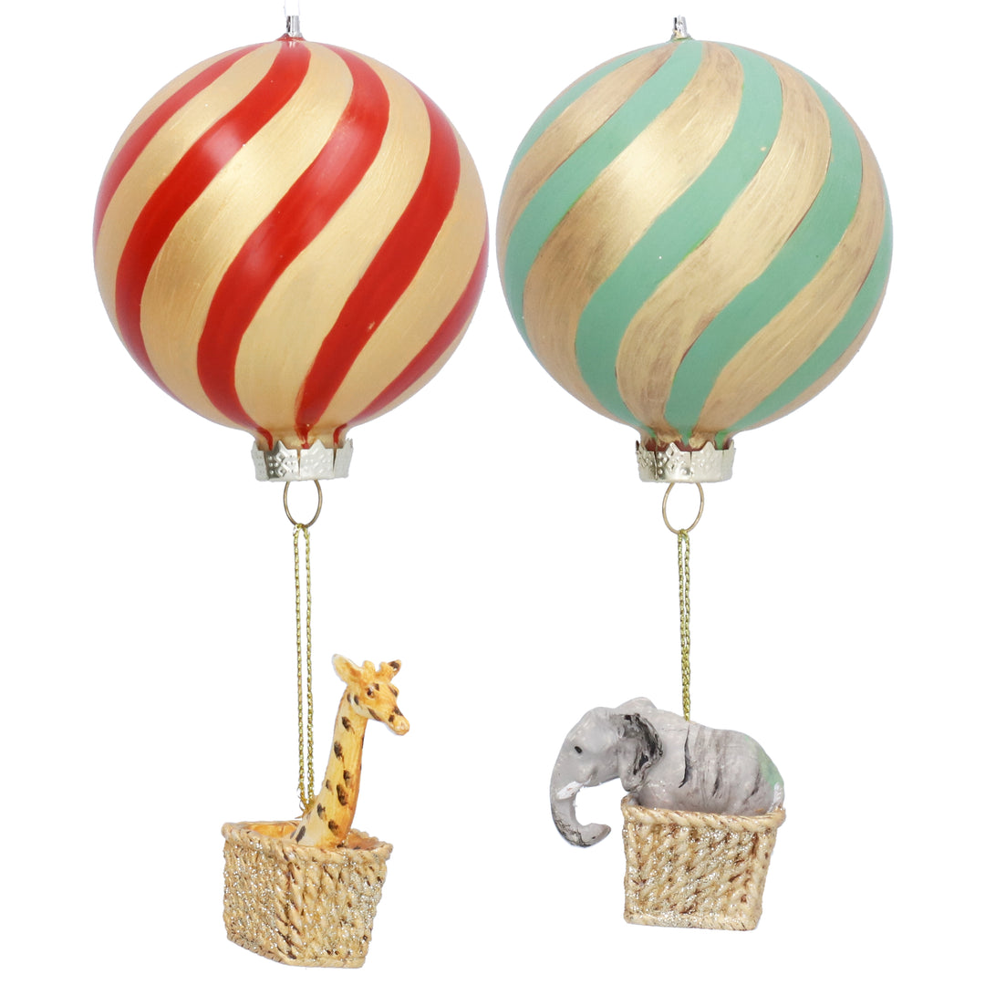 Elephant or Giraffe in Balloon Wood and Resin Christmas Decoration 19cm (Design May Vary)