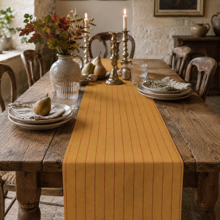 Turmeric Stripe Cotton Mix Table Runner 40x200cm