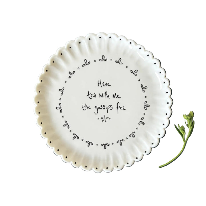 East of India Scallop Coaster – ‘Have Tea With Me, the Gossip’s Free’