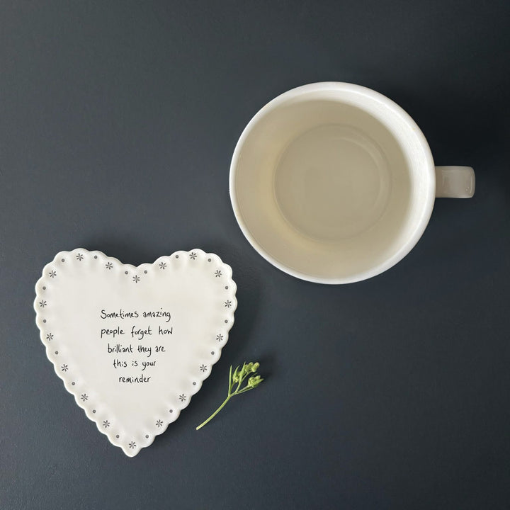 East of India Heart Scallop Coaster – ‘Sometimes Amazing Things Happen When You Least Expect Them’