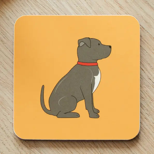 Sweet William Staffie coaster featuring detailed staffie dog design, ideal for home decor from Cornucopia Home and Gift.