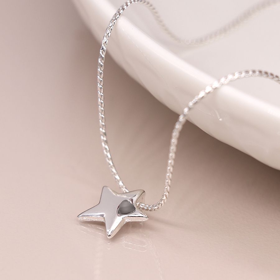 Silver plated star necklace from POM Jewellery by Cornucopia Home and Gift featuring a delicate star pendant on a fine chain.