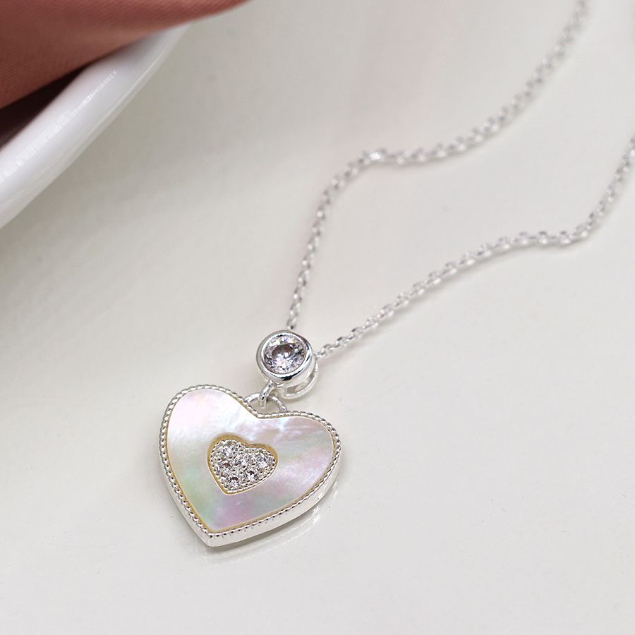 Heart-shaped necklace by POM Jewellery from Cornucopia Home and Gift, featuring a delicate chain and polished heart pendant.