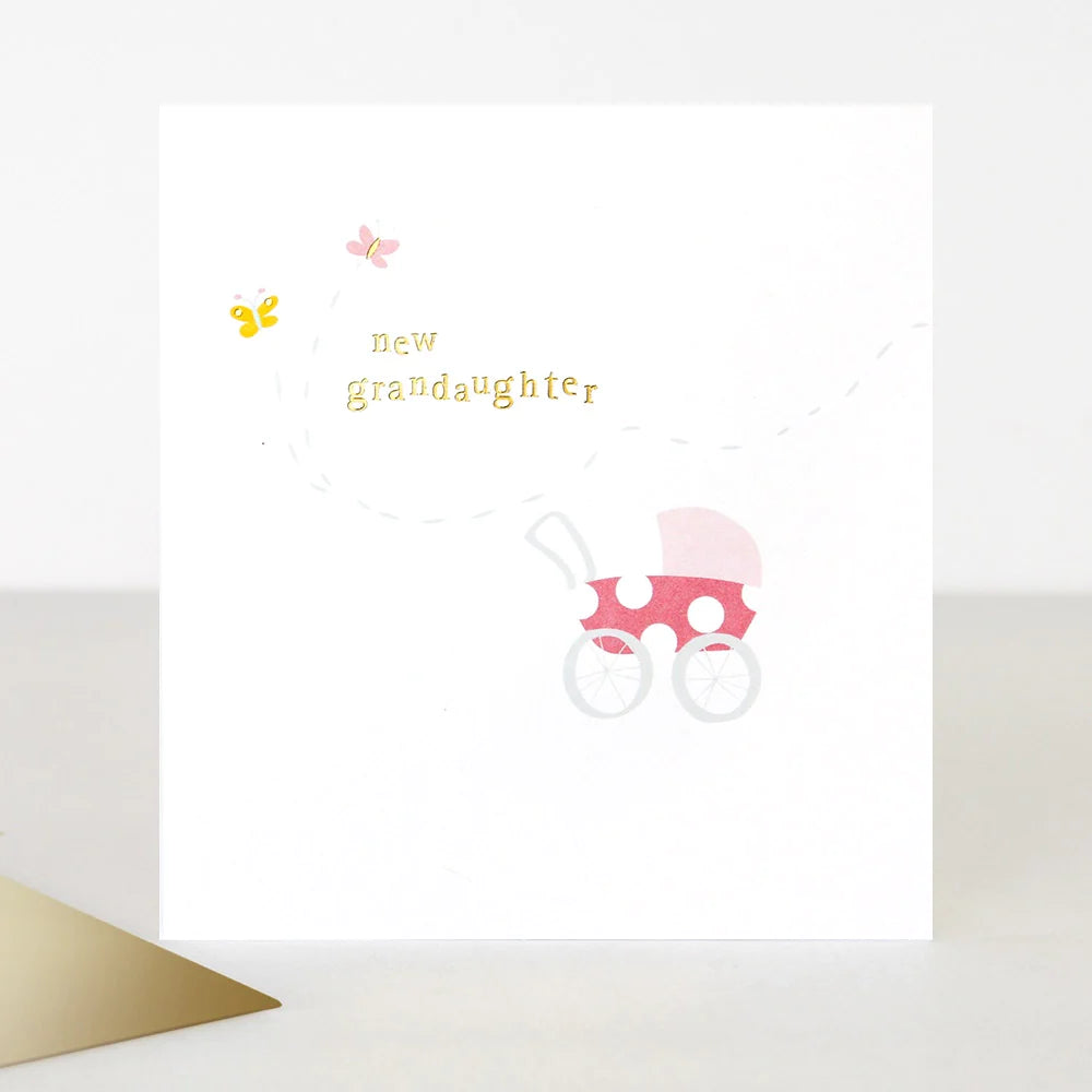 Caroline Gardner New Granddaughter greeting card featuring colorful floral design and heartfelt message, by Cornucopia Worcester.