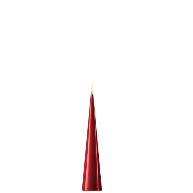 Deluxe Cornucopia Home and Gift Bourgogne cone candle, 20 cm tall, with rich burgundy color and elegant design.