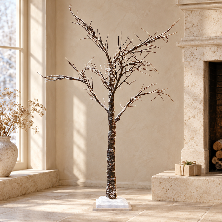 125cm Brown Snow Covered Twig Tree