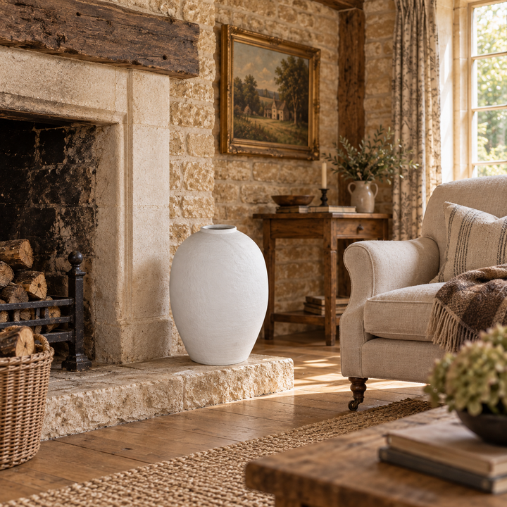 Tall Textured White Ceramic Vase - 52cm