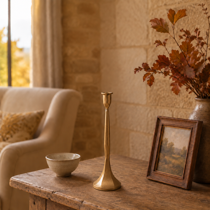 Gold Cast Iron Taper Candle Holder - Small