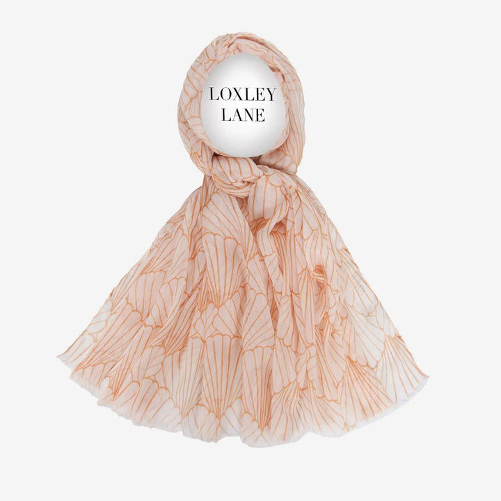 Coral Reef Print Cream Lightweight Scarf