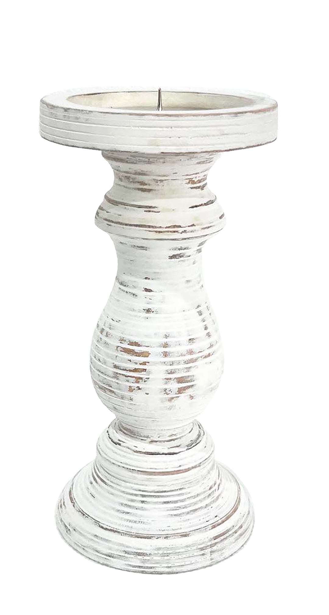 Large striped candle holder from Cornucopia Home and Gift, featuring bold horizontal black and white stripes.