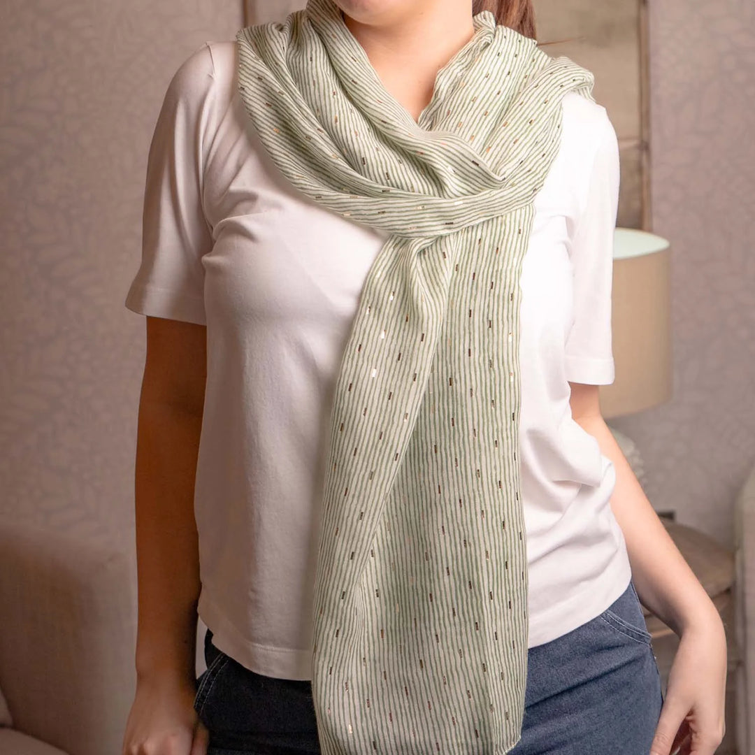 Lightweight Scard Metallic Stripes Green