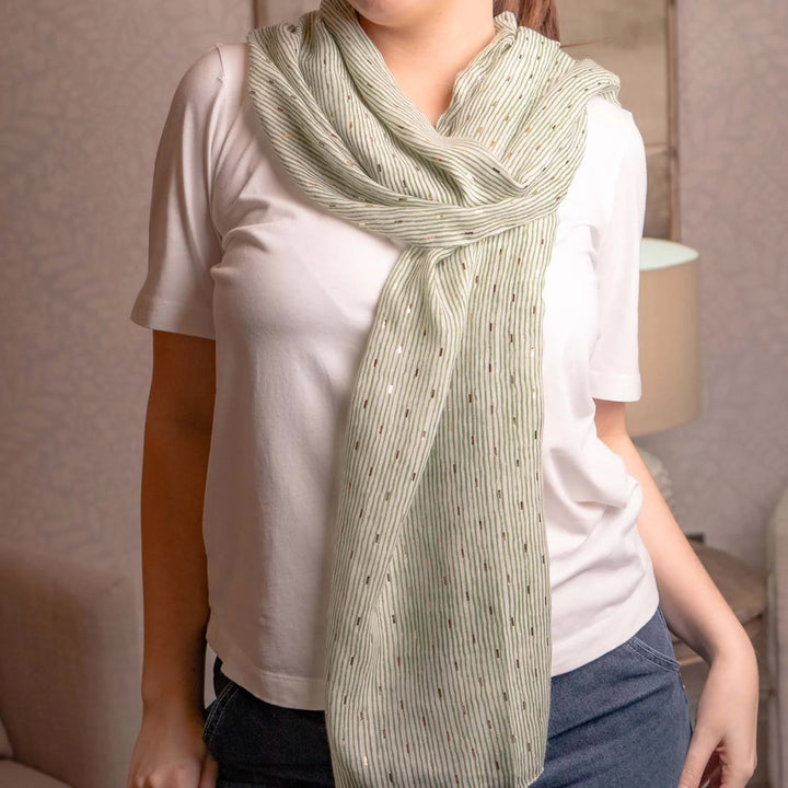 Lightweight Scard Metallic Stripes Green