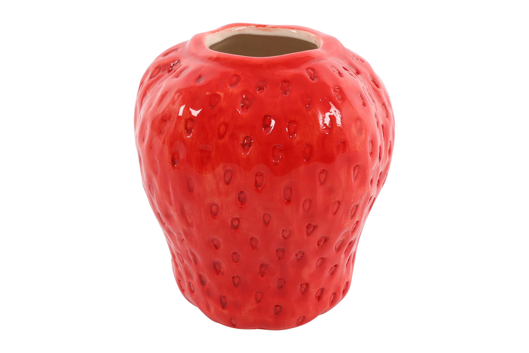 Red Strawberry Style Vase by Cornucopia Home and Gift, featuring a charming, fruit-inspired design perfect for home decor.