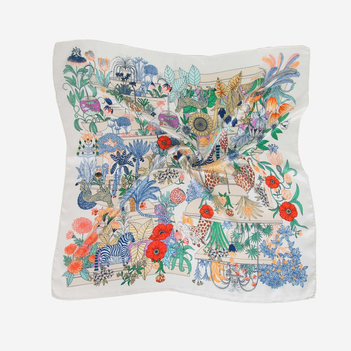Wild Flowers Cream Satin Necktie