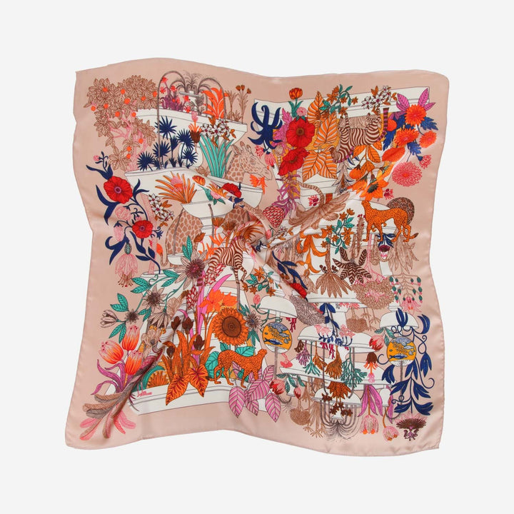 Orange Wild Flowers Satin Neck tie- Orange