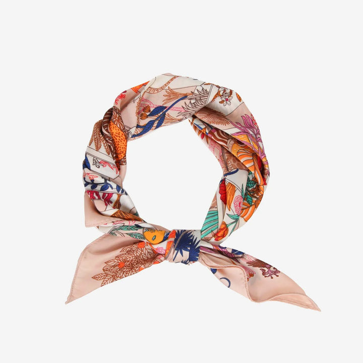 Orange Wild Flowers Satin Neck tie- Orange