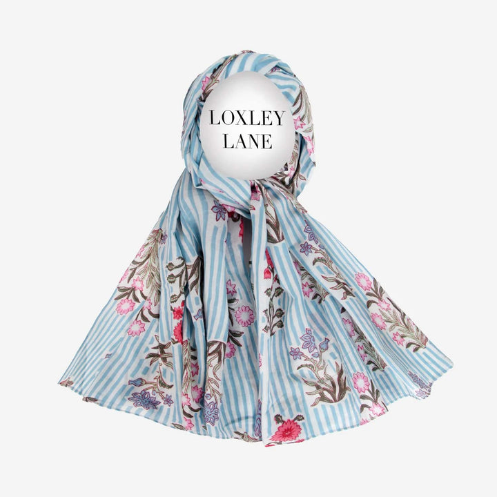 Kantha Garden Blue Pure Cotton Scarf