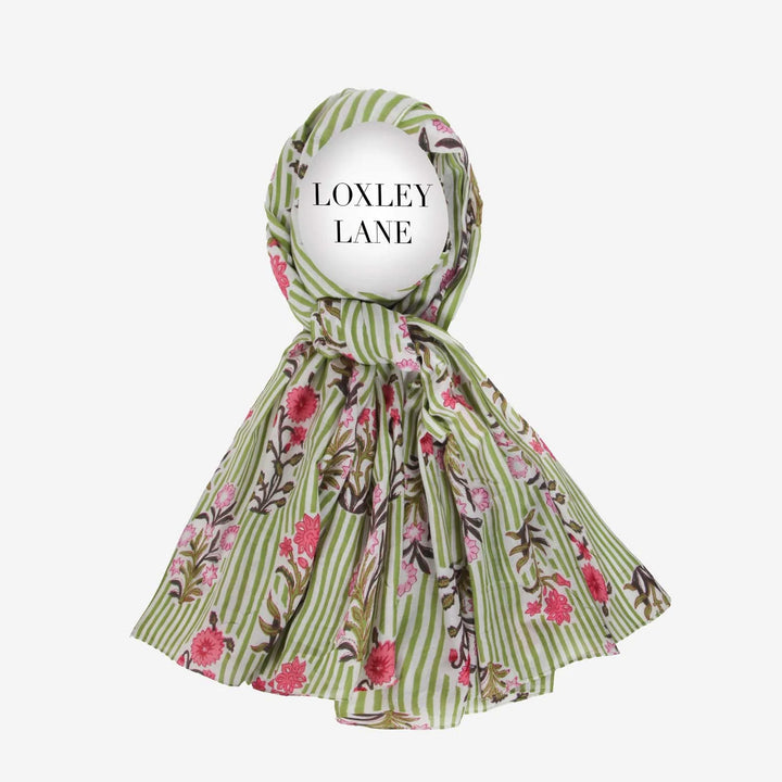 Kantha Garden Green Pure Cotton Scarf