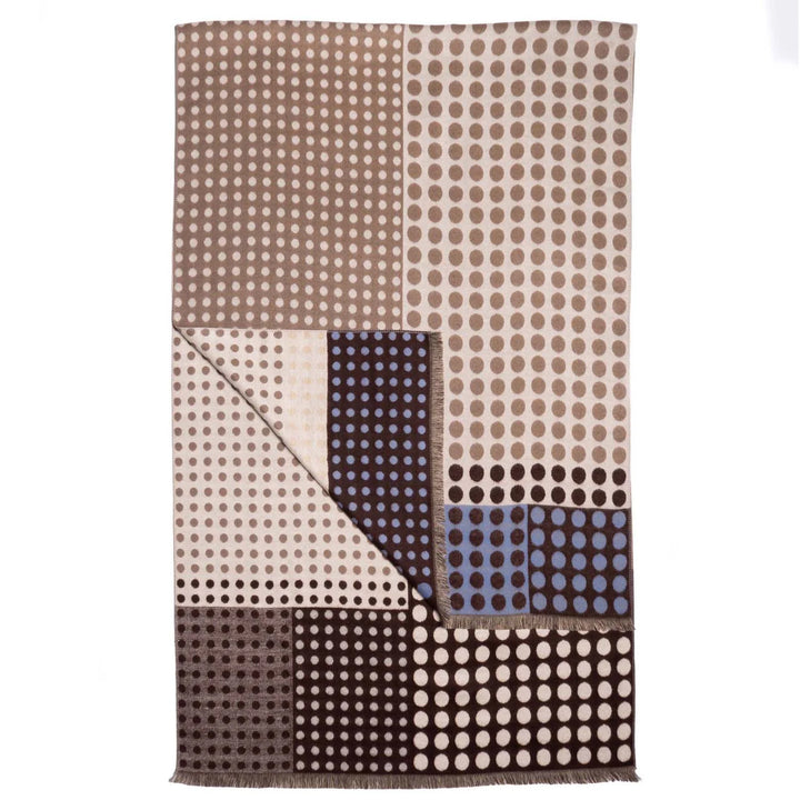 Multi Spot Pashmina Scarf with Fringed Edge - Taupe