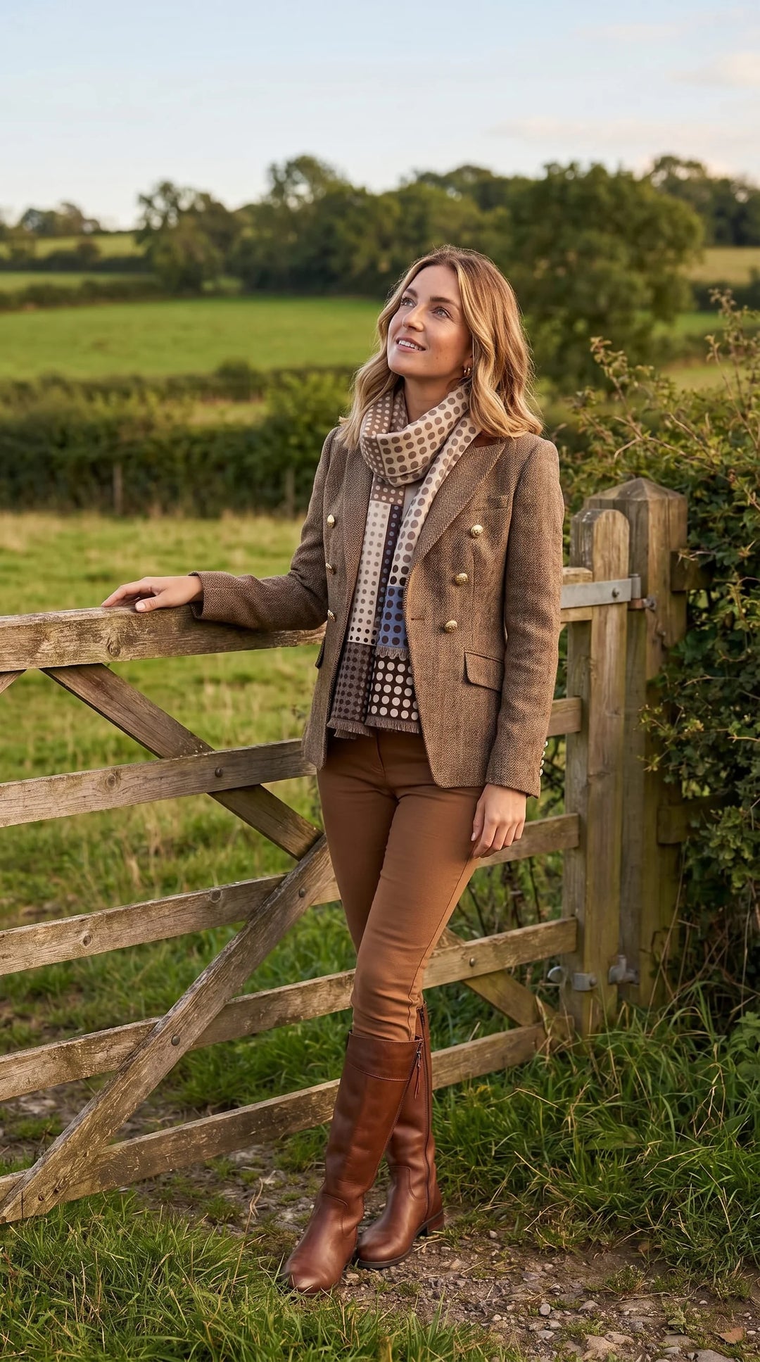 Multi Spot Pashmina Scarf with Fringed Edge - Taupe