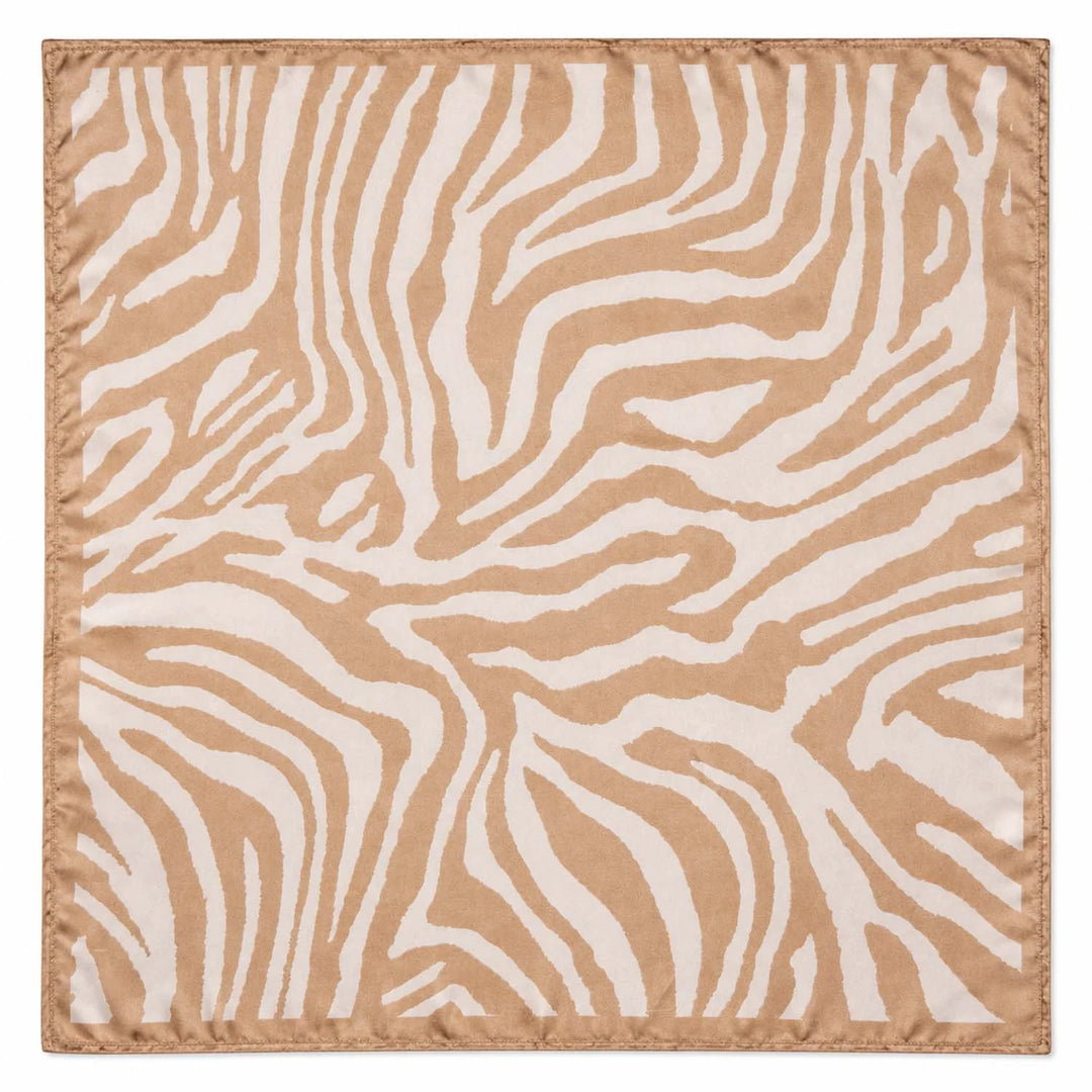Cream Zebra Print Faux Silk Square Scarf