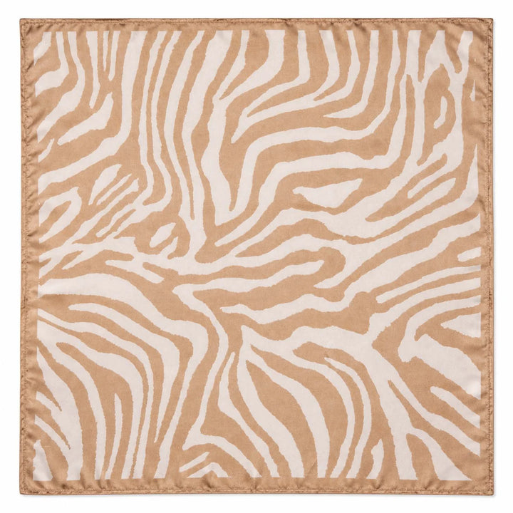 Cream Zebra Print Faux Silk Square Scarf