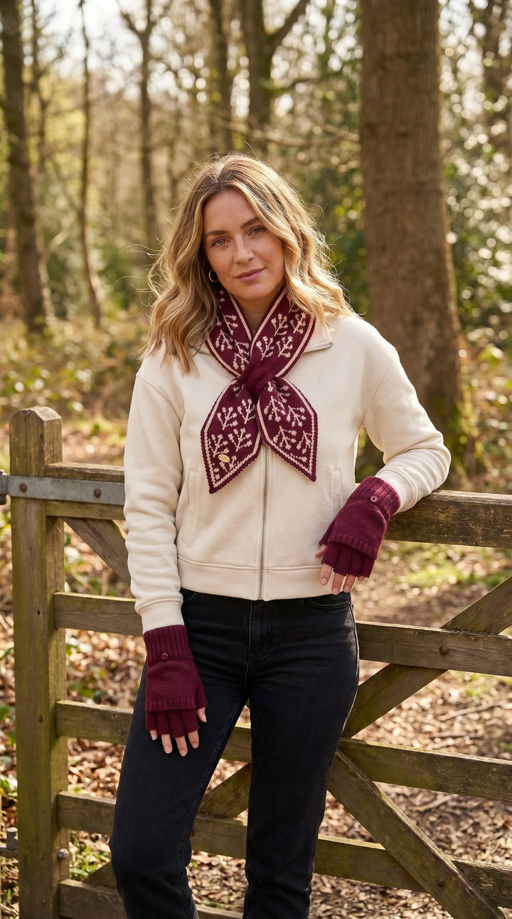 Burgundy Mistletoe Pull-Through Scarf