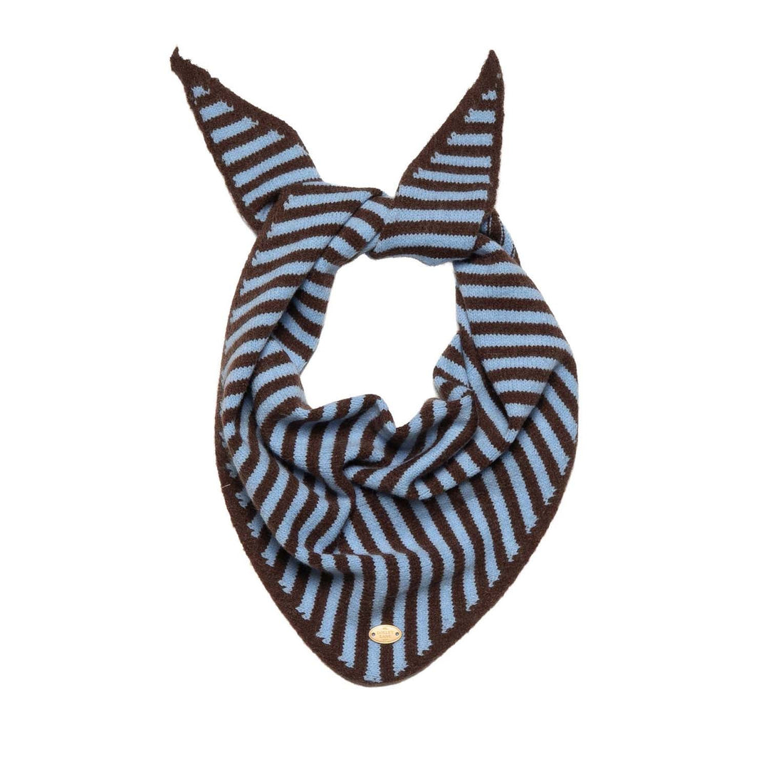 Blue Striped Knitted Triangle Scarf