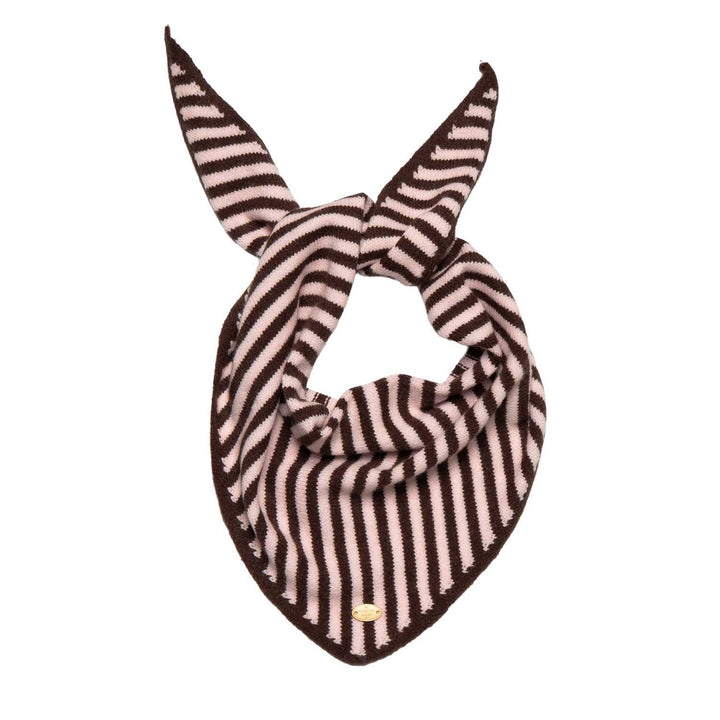 Pink Striped Knitted Triangle Scarf