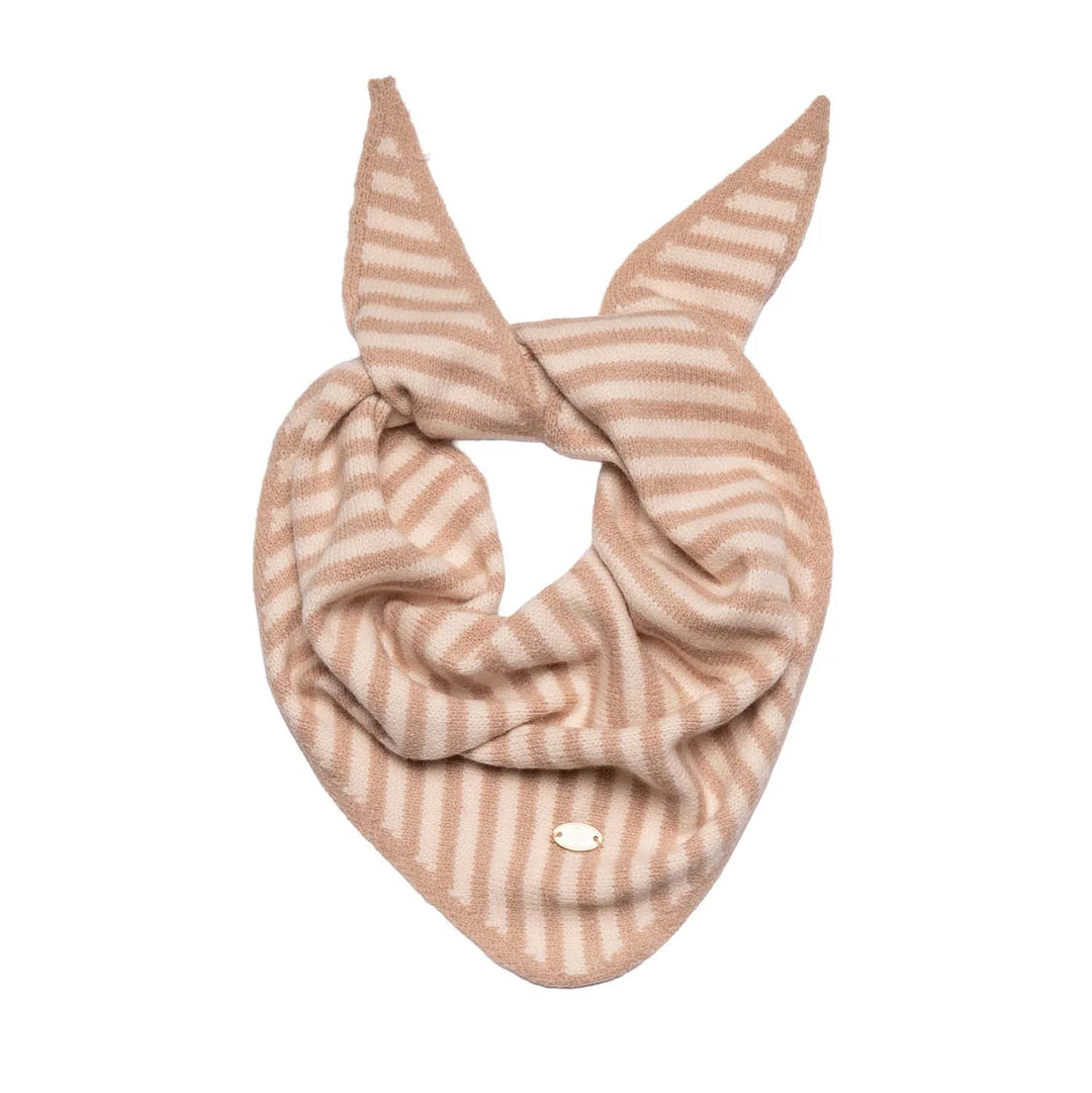 Caramel Striped Knitted Triangle Scarf