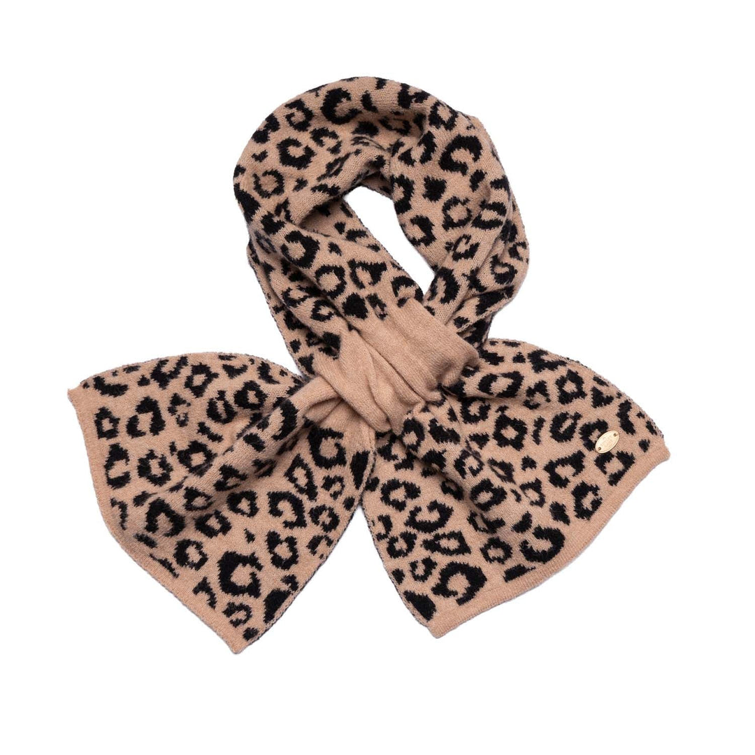 Reversible Animal Print Pull-Through Scarf - Black/Taupe