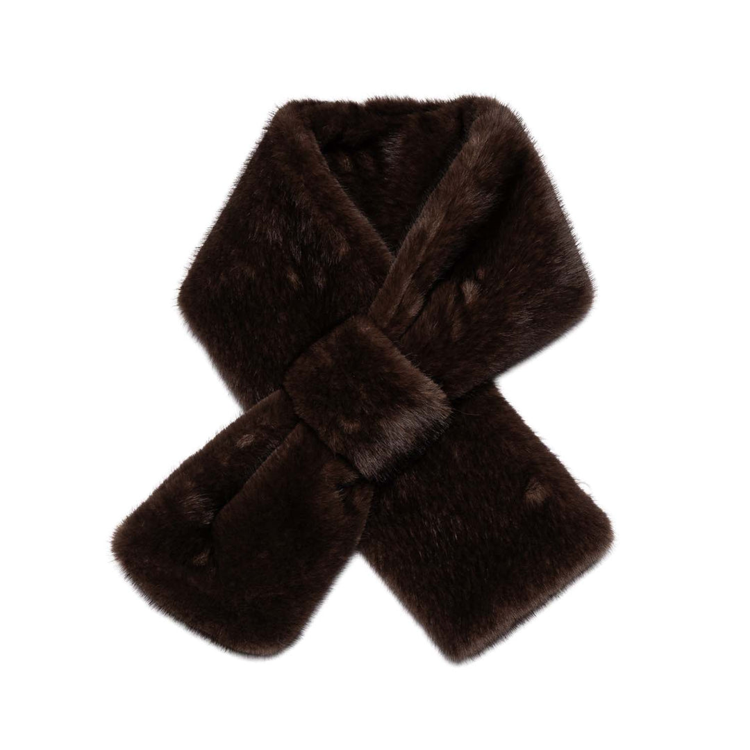 Faux Fur Pull-Through Collar Scarf - Chocolate