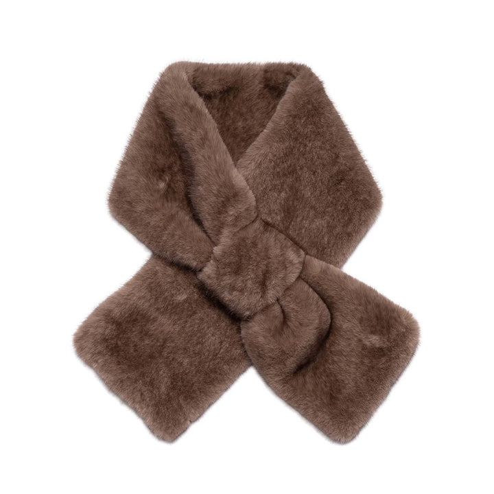 Faux Fur Pull-Through Collar Scarf - Mocha