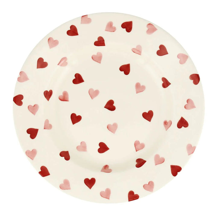 Emma Bridgewater pink hearts 10.5-inch ceramic plate with a colorful heart pattern, perfect for dinner or display.