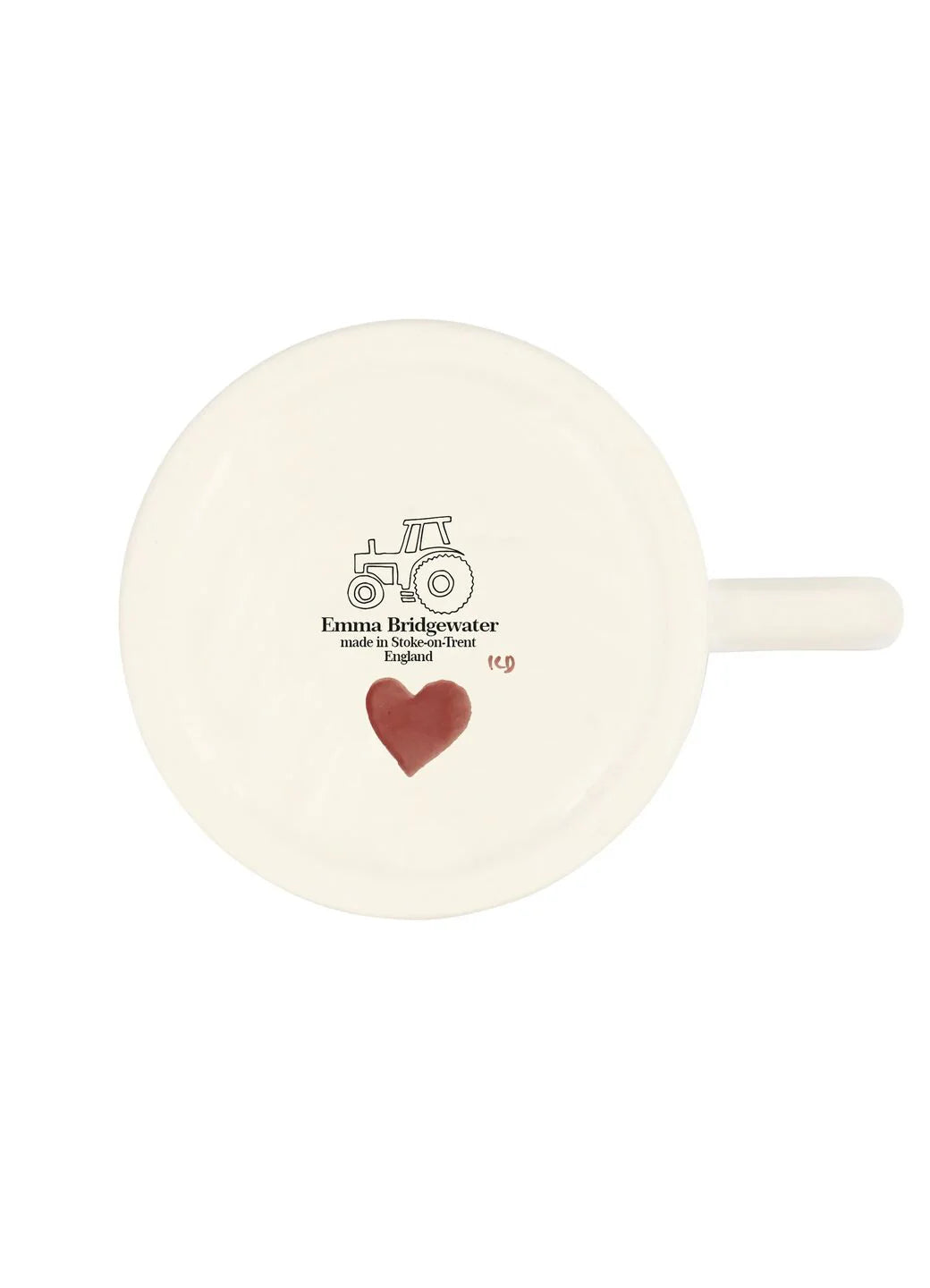 Emma Bridgewater Pink Hearts 1/2 Pint Mug with pink heart pattern on white ceramic, featuring a classic mug shape.
