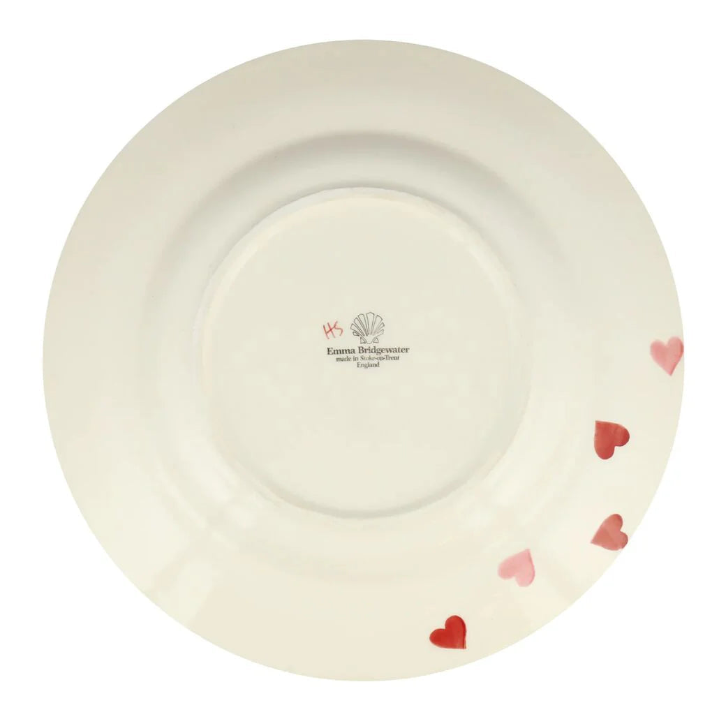Emma Bridgewater Pink Hearts 10.5-inch decorative plate with pink heart pattern, ideal for display or serving.