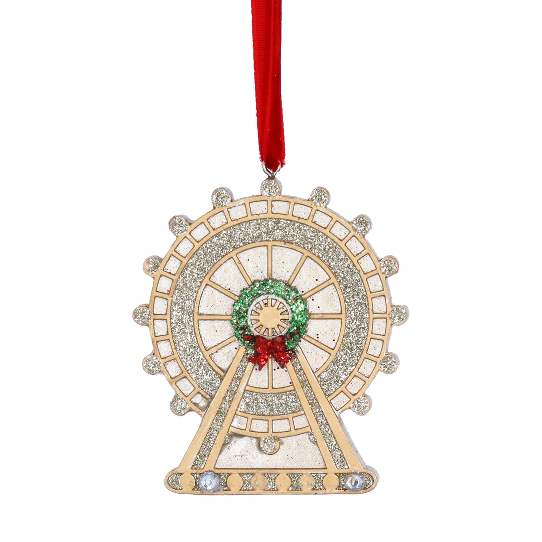 Gold London Eye decoration from Gisela Graham Christmas collection, featuring a detailed miniature replica with intricate design.