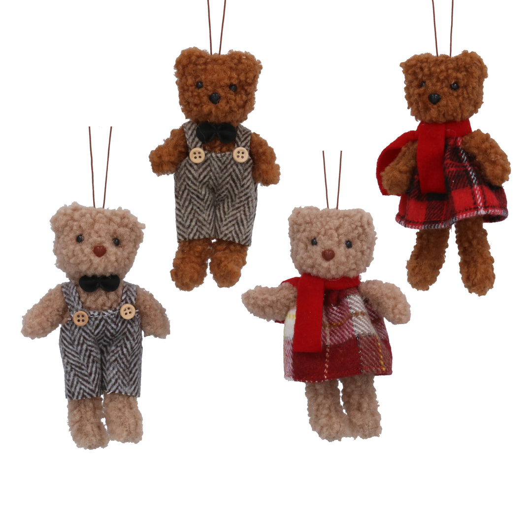 Dressed Teddy Bear Fabric Hanging Christmas Decoration (Design May Vary)