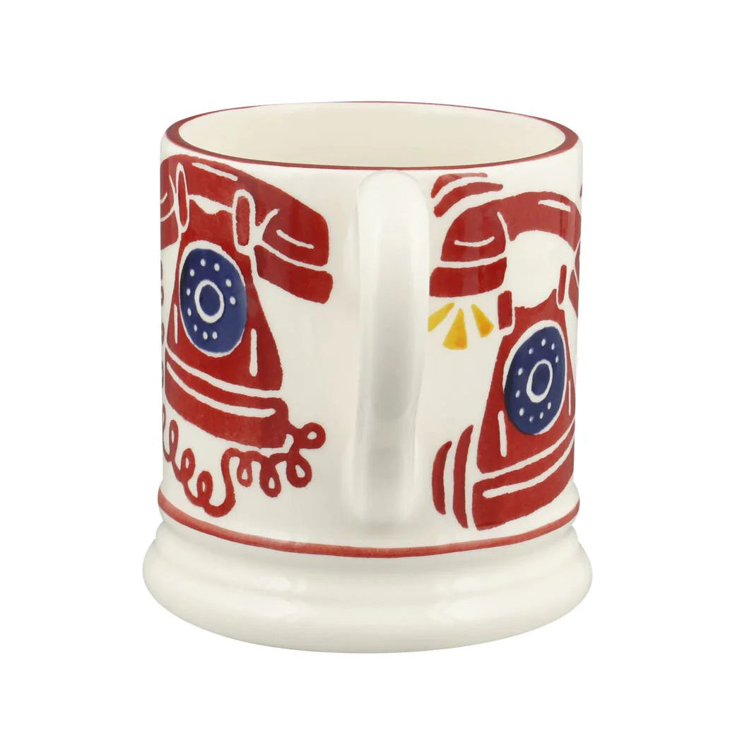 Emma Bridgewater London Icons Telephone ½ Pint Mug with colorful London landmark illustrations on white ceramic.