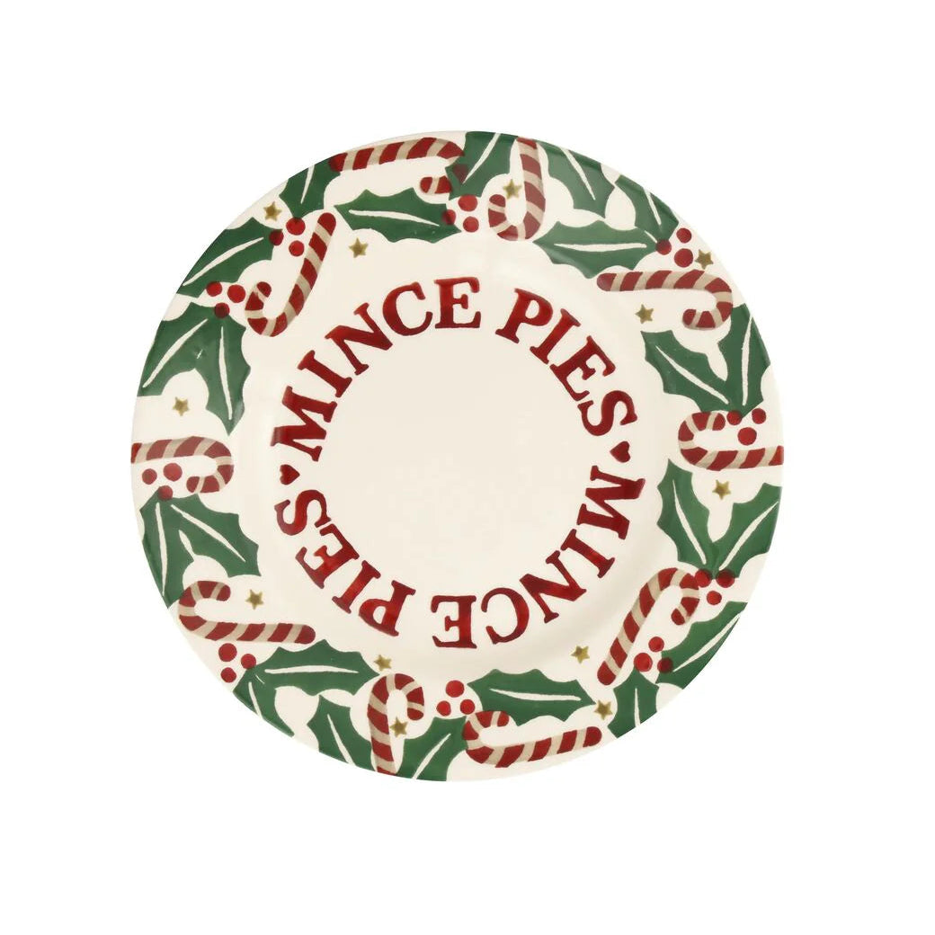 Emma Bridgewater Christmas Candy Canes 8.5-inch decorative plate with festive red and green candy cane pattern for holiday decor.