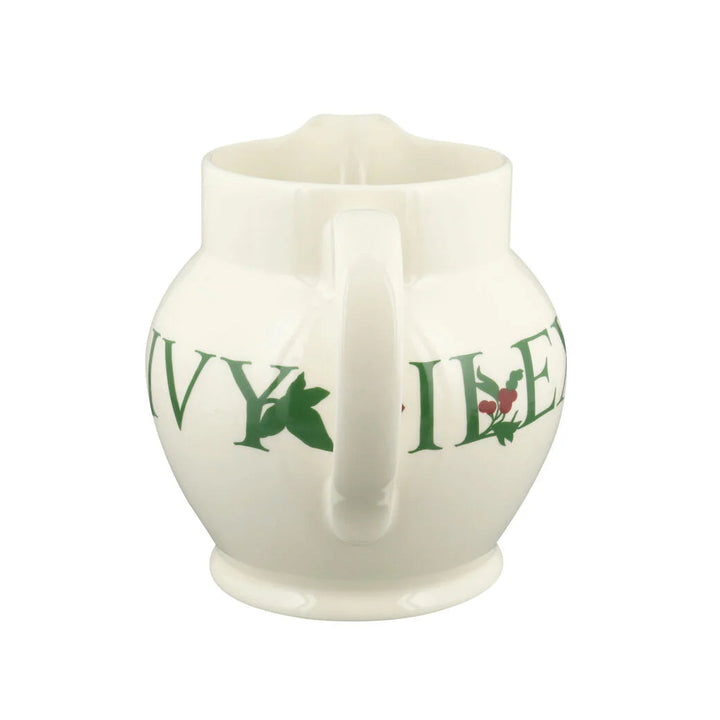 Emma Bridgewater Christmas Toast Holly &amp; Ivy 3-pint ceramic jug with festive holly and ivy design, ideal for holiday decor.